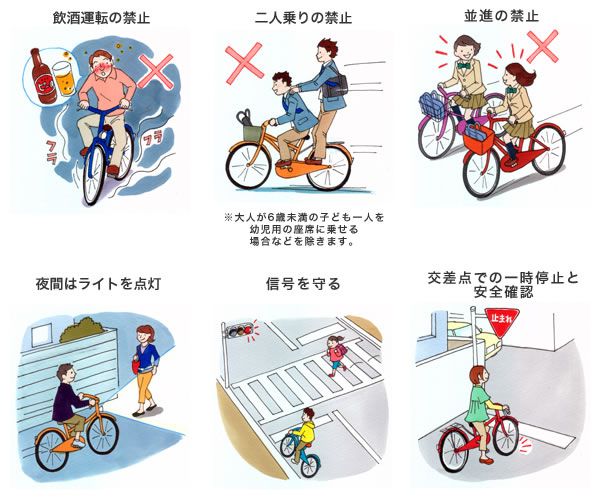 Японська інструкція правил їзди на велосипеді в картинках